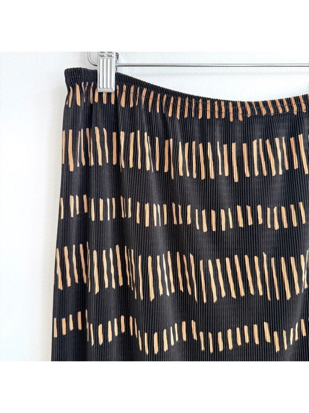 Vintage Carroll Reed Black Gold Pleated Midi Skirt Womens Size Medium 90s - Picture 2 of 9
